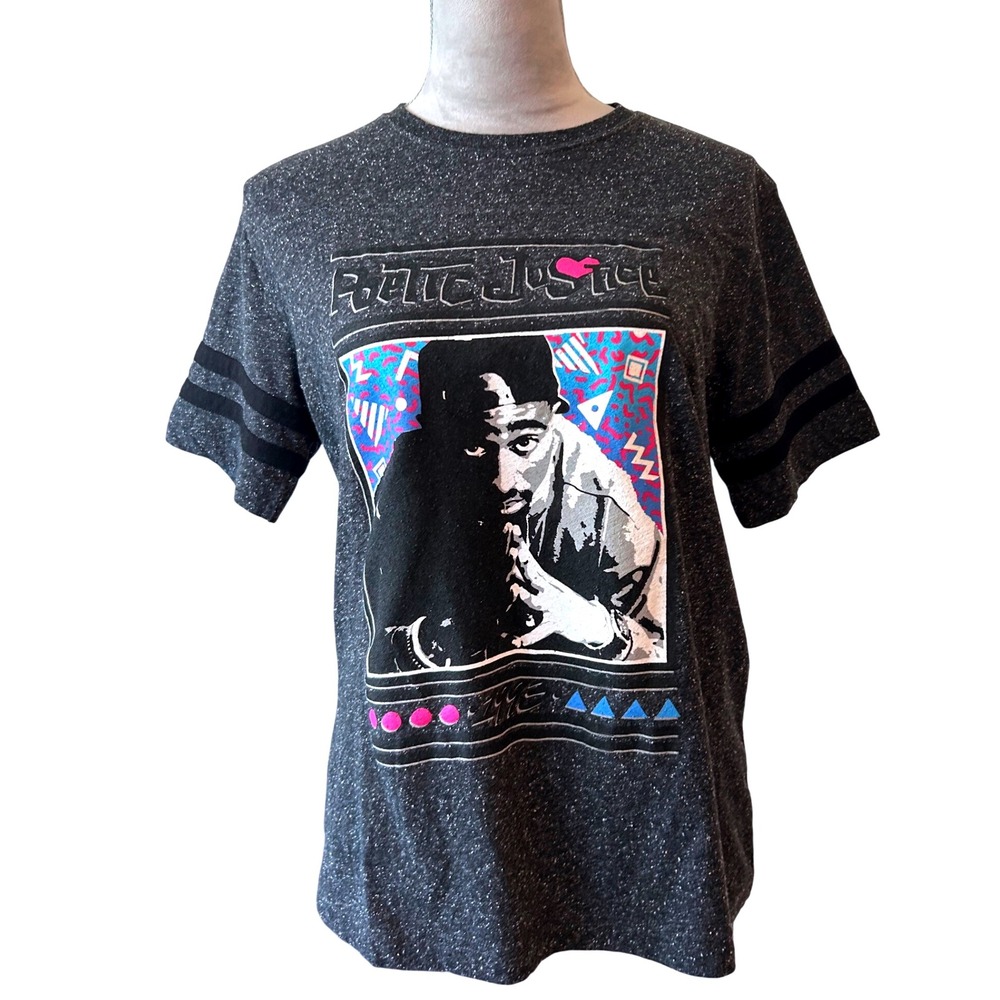 Hybrid Poetic Justice T-Shirt 2Pac Graphic Tee Short Sleeve XL